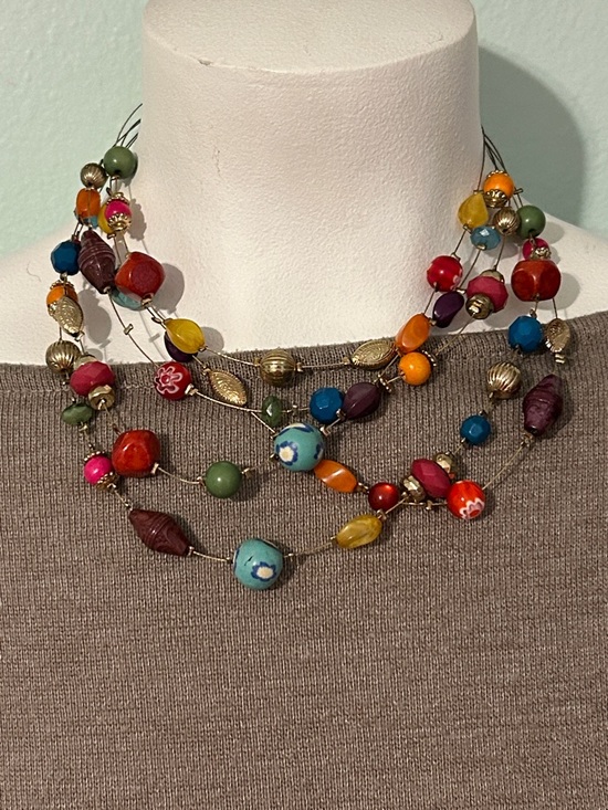 Artisan Jewelry - Multicolor Beaded Statement Necklace on memory wire